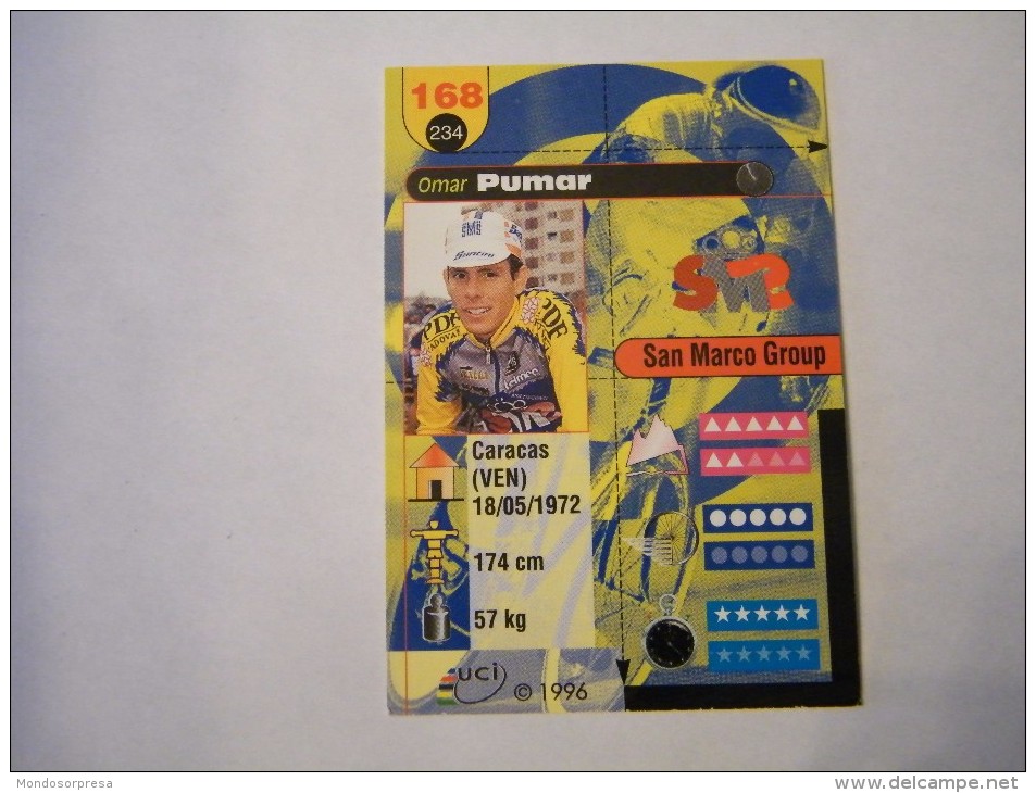 FIGURINA TIPO CARDS MERLIN ULTIMATE, CICLISMO, 1996,  CARD´S N° 168 OMAR PUMAR - Ciclismo