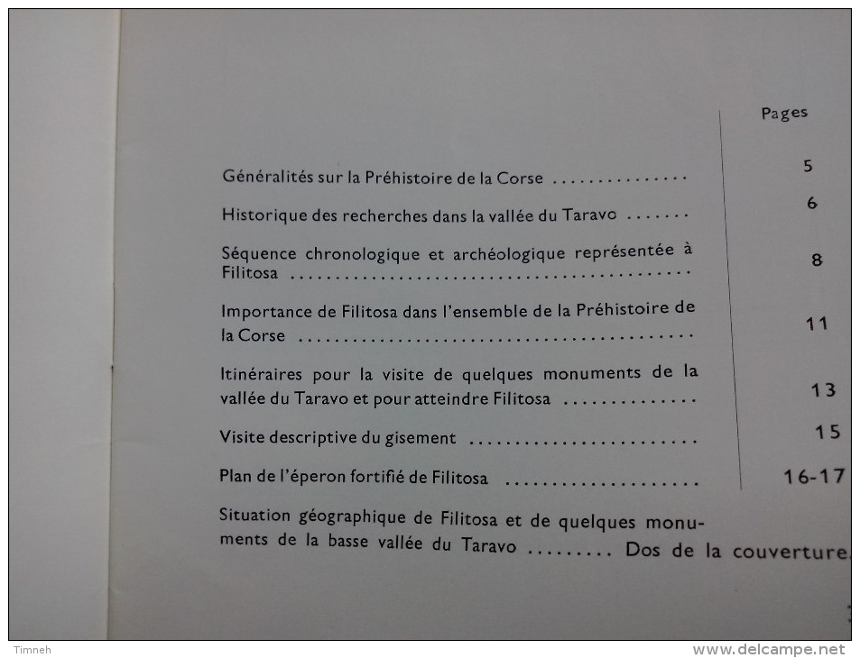 FILITOSA Roger GROSJEAN Haut Lieu De La Corse Préhistorique 1968 Promenades Archéologiques 4e édition - Corse