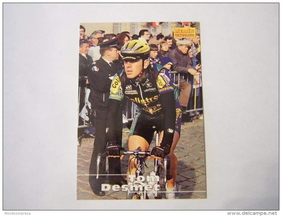 FIGURINA TIPO CARDS MERLIN ULTIMATE, CICLISMO, 1996,  CARD´S N° 211 TOM DESMET - Ciclismo