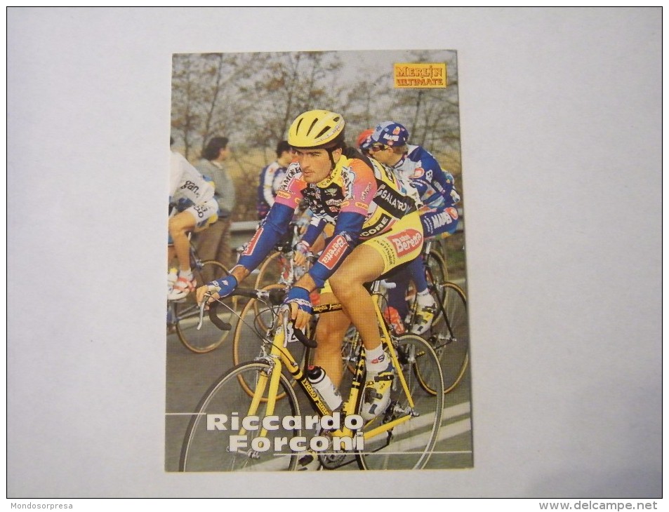 FIGURINA TIPO CARDS MERLIN ULTIMATE, CICLISMO, 1996,  CARD´S N° 217 RICARDO FORCONI - Ciclismo