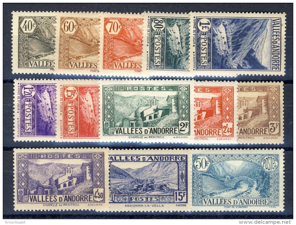 Andorra 1937-43 Lotto Di 13 Bolli Della Serie N. 61-92 MNH E MLH Catalogo € 24,30 - Nuovi