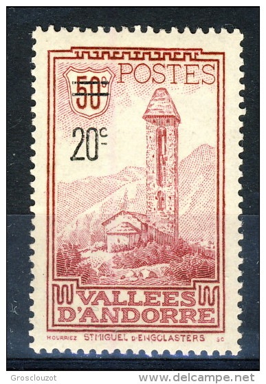 Andorra 1935 N. 46 C. 20 Su C. 50 Vinaccia MH Catalogo € 22 - Nuovi