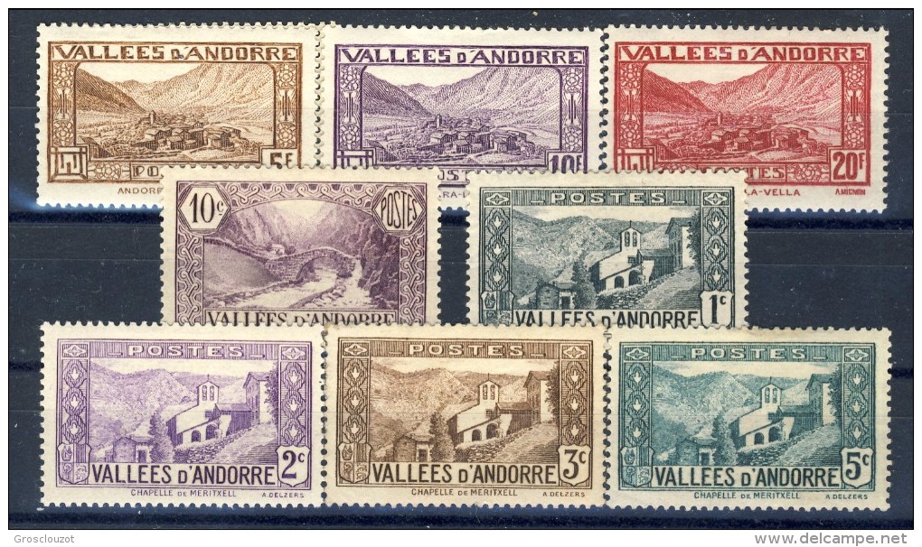 Andorra 1932-33 Lotto Di 8 Bolli Della Serie N. 24-45 MNH-MH Catalogo € 9 - Nuovi
