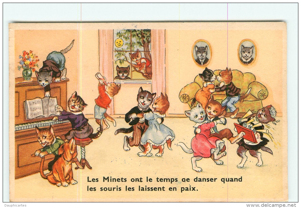 CHATS -  Le BAL Des Minets Avec Pianiste Et Chanteurs En L'absence Des Souris -  2 Scans - Katten