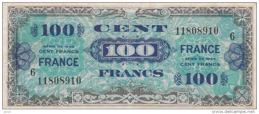 BILLETS - TRESOR - VERSO FRANCE - N°11808910  SERIE 6  - 100 FRANCS - 1945 Verso France