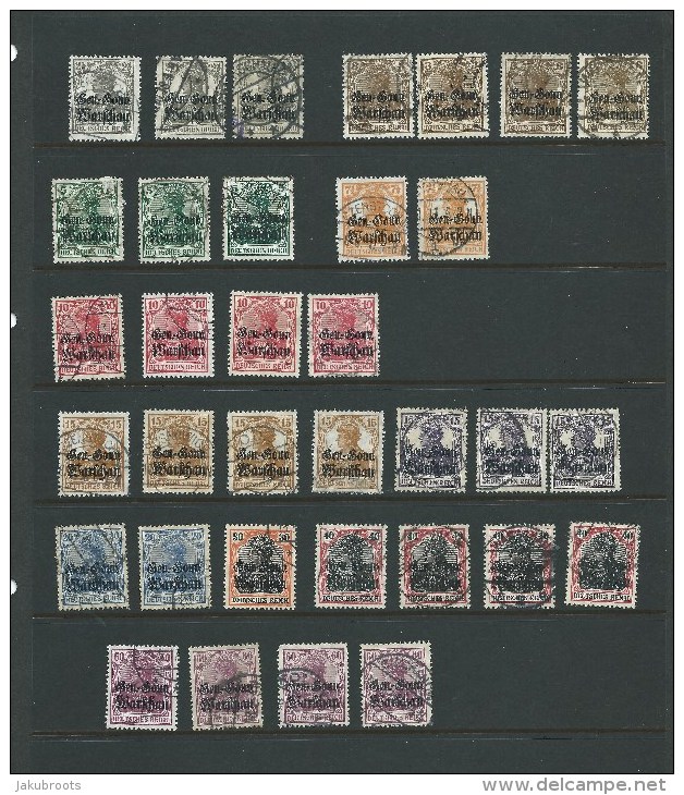 1915--1918. 34 STAMPS. GERMAN  OCCUPATION  WITH Optd. Gen-Gouv. Warschau . - Oblitérés