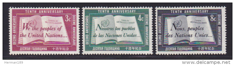 NATIONS UNIES NEW-YORK N°   35 à 37 * MLH Neufs Avec Charnière, TB  (D1294) - Nuevos