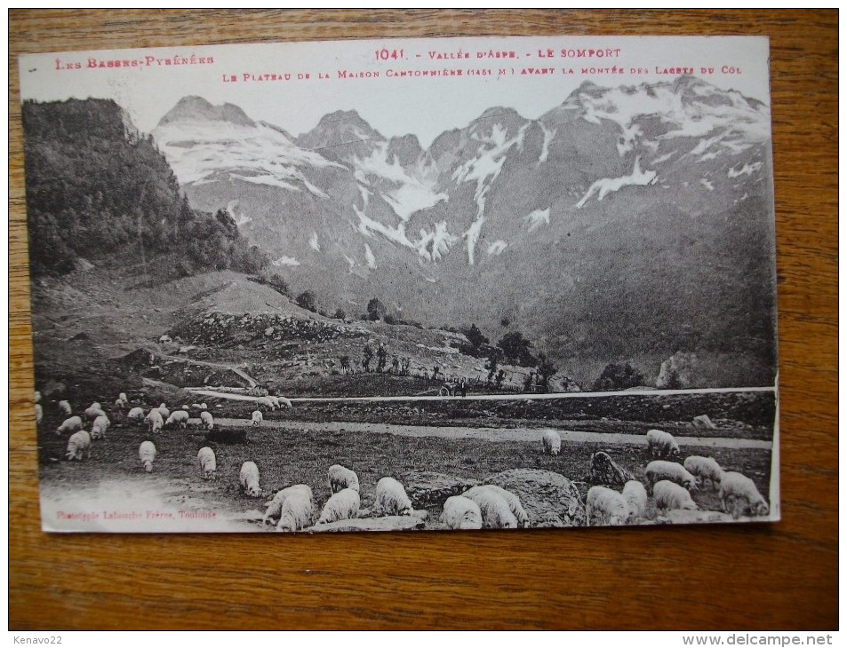 Vallée D'aspe , Le Somport , Le Plateau De La Maison Cantonnière "" Carte Animée Troupeau De Moutons " - Autres & Non Classés