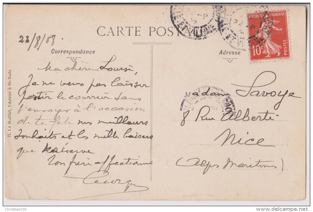 DINARD : LA PLACE DU COMMERCE - COIFFEUR - ECRITE EN 1908 - 2 SCANS - - Dinard