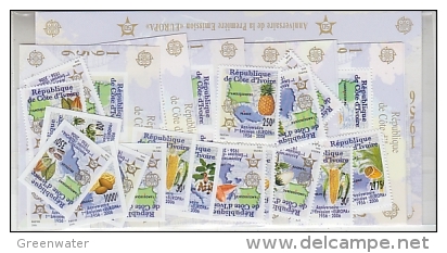 Cote D'Ivoire 2005 50Y Europa 10v Perf+imperf + 10v Perf + Imperf In Sheetlet + 5 M/s Perf + Imperforated ** Mnh (F4916) - Europese Gedachte