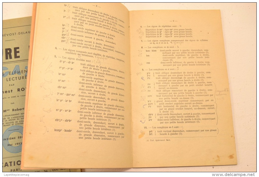 Lot 3 ouvrages Sténographie Prévost-Delaunay code du système exercices de lecture Erest Roy Les regions de France 1 part