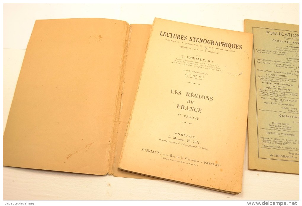 Lot 3 ouvrages Sténographie Prévost-Delaunay code du système exercices de lecture Erest Roy Les regions de France 1 part
