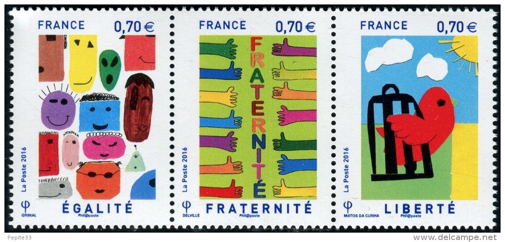 FRANCE 11.01.2016 - TRIPTYQUE DES JEUNES PRÉSENTATION "ÉGALITÉ-FRATERNITÉ-LIBERTÉ" NEUF - Unused Stamps