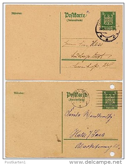 DR P158IA  2 Antwort-Postkarten Gera +  Ludwigslust 1924-25  Kat. 14,00 € - Cartes Postales