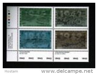 CANADA 1992  # 1451a, MF  MNH, SECOND WORLD WAR---1942  LL Block   Medium Uorescent - Blocks & Sheetlets