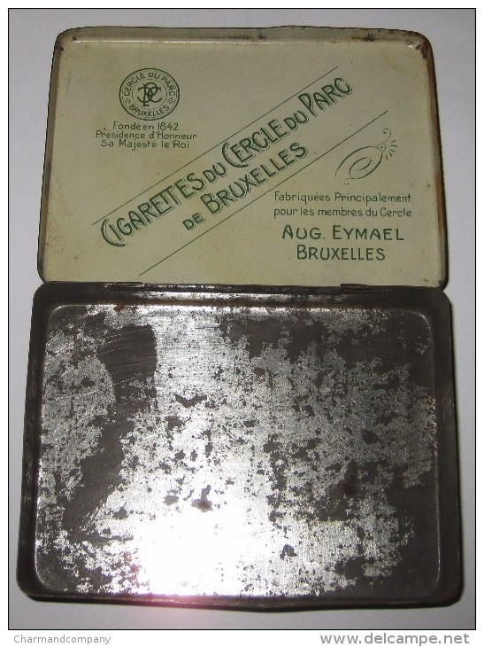 Antique Empty Cigarette Tin Cigarettes Cercle Du Parc, Aug. Eymael, Bruxelles / 4 Scans - Boites à Tabac Vides