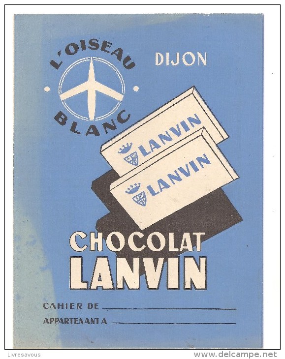 Protège Cahier LANVIN L'oiseau Blanc Chocolat Lanvin Des Années 1960 Environ - Protège-cahiers