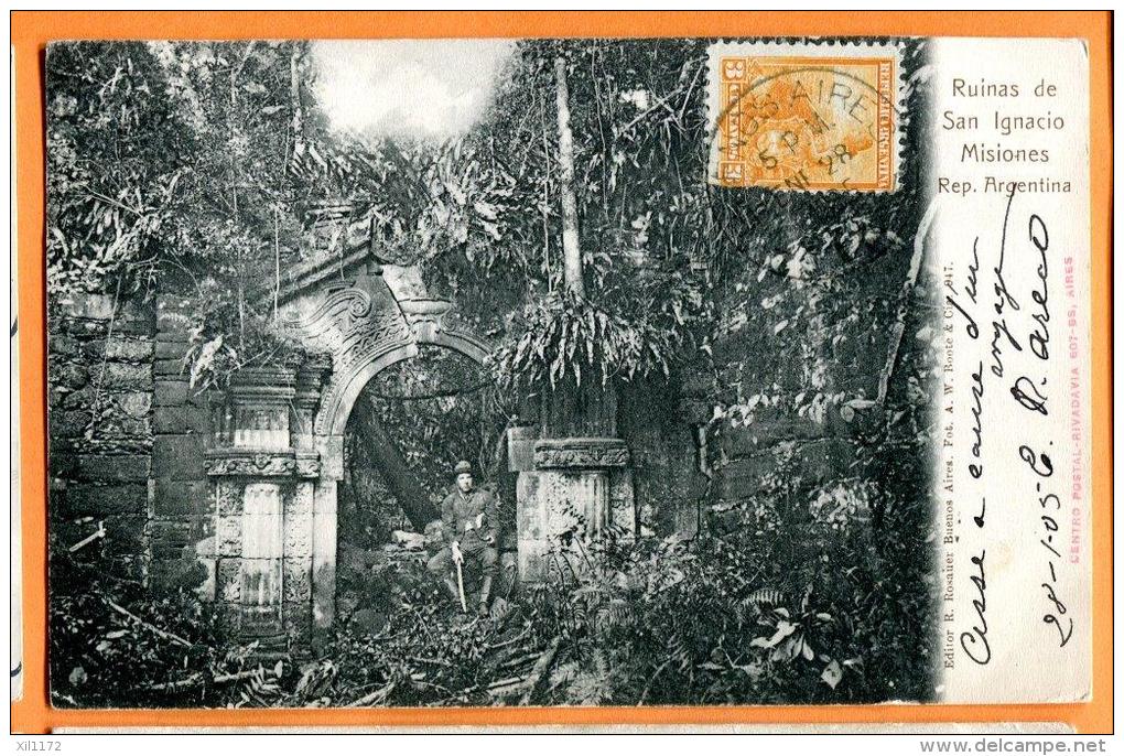 PBM-13 Ruinas De San Ignacio Misiones . Précurseur. Cachet Frontal 1905 Pour La Suisse. - Argentine