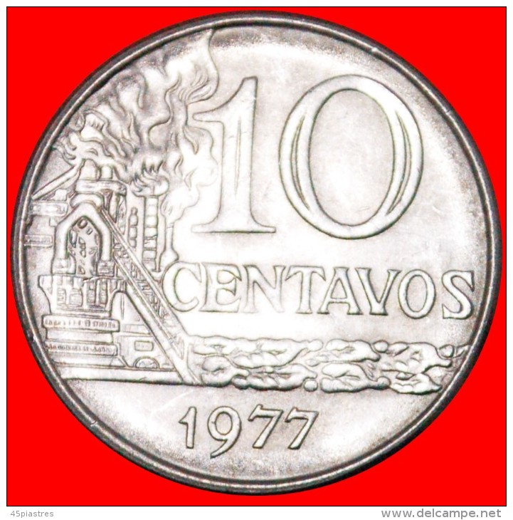 &#9733;FACTORY: BRAZIL &#9733; 10 CENTAVOS 1977 MINT LUSTER! LOW START&#9733;NO RESERVE! - Brasil