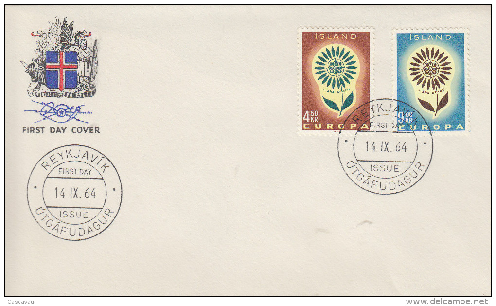 Enveloppe  1er  Jour   ISLANDE    Paire   EUROPA    1964 - 1964