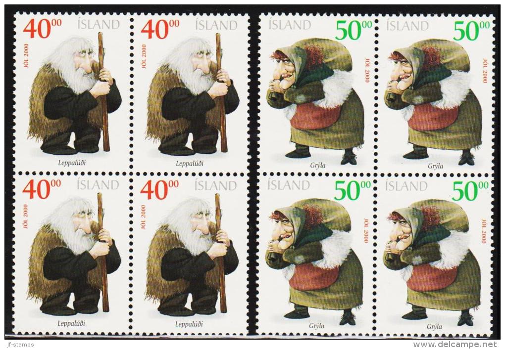 2000. JOL 40 + 50 Kr. 4-Block. (Michel: 967-968) - JF191867 - Used Stamps