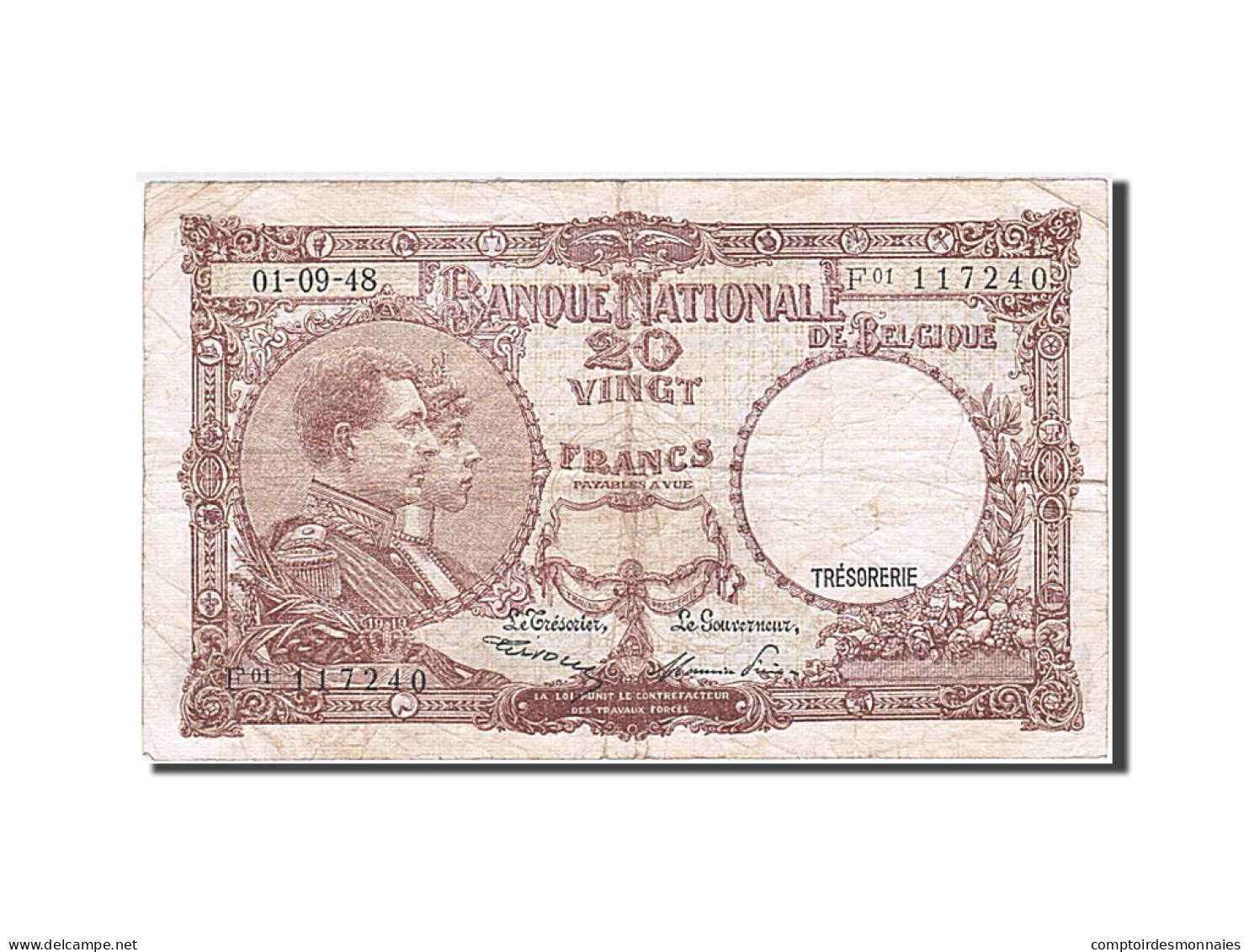 Billet, Belgique, 20 Francs, 1948, 1948-09-01, KM:116, TB - Autres & Non Classés