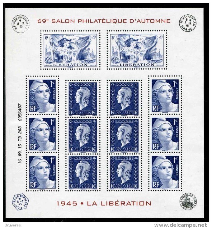 Bloc-feuillet** De 2015 Avec 14  Timbres Gommés "69e Salon Phil. D´Automne - Marianne De La Libération" - Nuovi