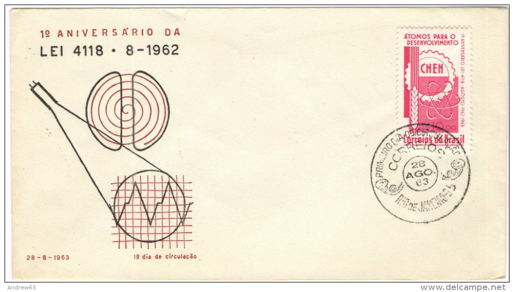 BRASILE - BRASIL - 1963 - Atomos Para O Desenvolvimento - CNEN - FDC - Rio De Janeiro - FDC