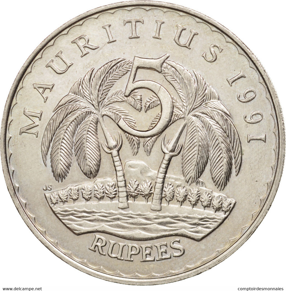 Monnaie, Mauritius, 5 Rupees, 1991, SUP, Copper-nickel, KM:56 - Maurice