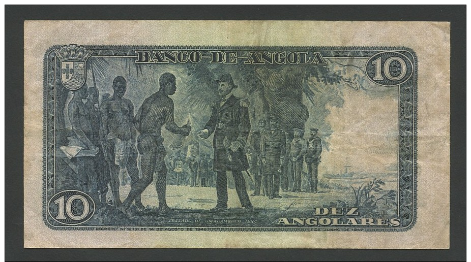 ANGOLA - 10 Angolares  1946  P78  Fine  ( Banknotes ) - Angola