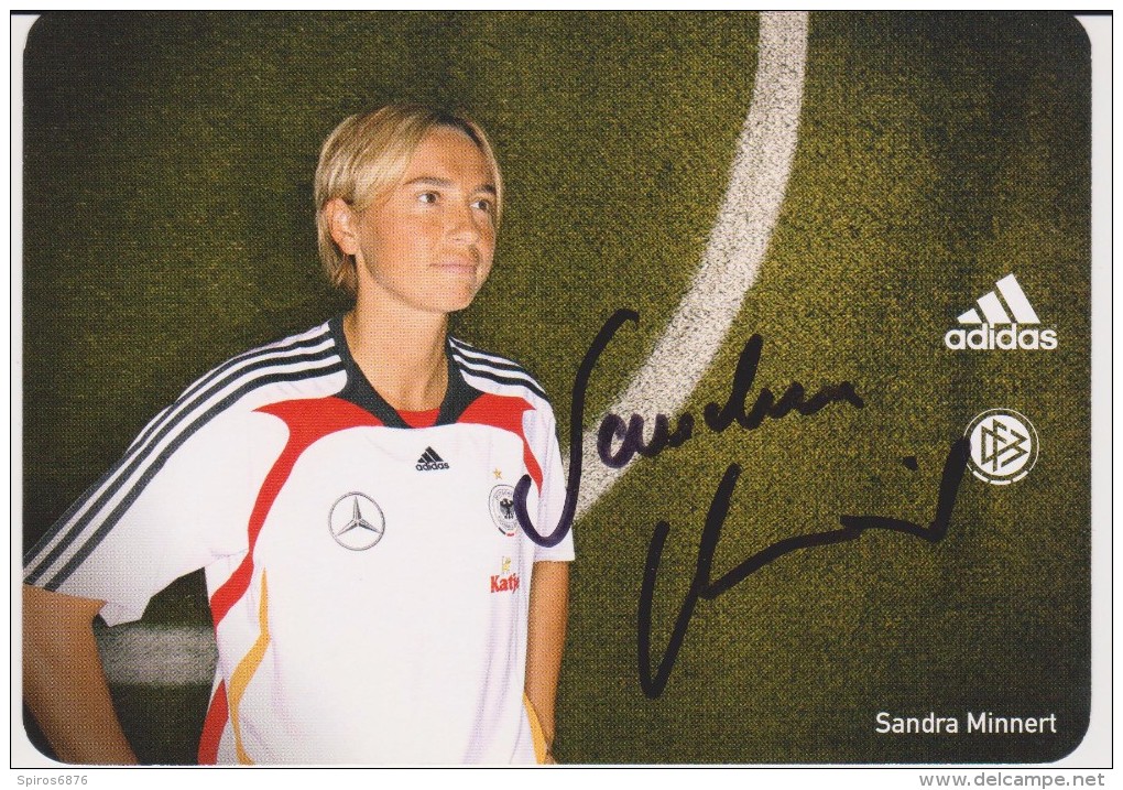 Original Autograph Adidas Card SANDRA MINNERT Frauen Nationalmannschaft 2008 Women Football Germany - Handtekening