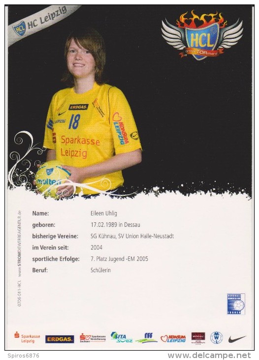 Women Handball Card EILEEN UHLIG Team HC LEIPZIG 2007 / 2008 Handball Bundesliga Frauen Germany - Pallamano