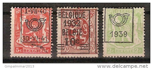 Nrs. 334 , 418A En 419 Allen Met Curiositeit " Verschoven Opdruk " ;  Staat Zie Scan ! Inzet Aan 5 € ! - Typo Precancels 1936-51 (Small Seal Of The State)