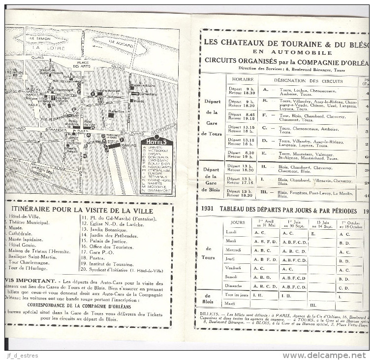 Les Châteaux De Touraine Et Du Blésois En Automobile. Compagnie D'Orléans 1931 - Dépliants Touristiques