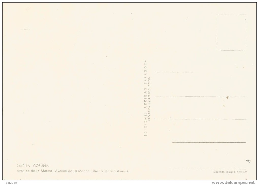 Z686 - POSTAL - LA CORUÑA - AVENIDA DE LA MARINA - EDICIONES ARRIBAS - Nº 2.012 - La Coruña