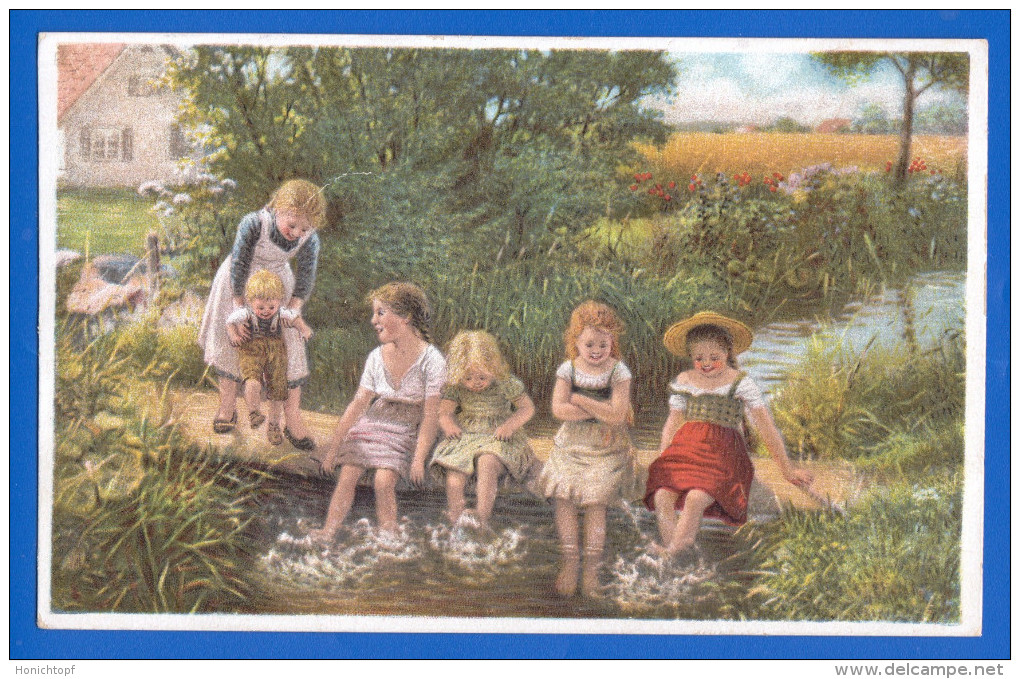 Fantaisie; Kinder; Wasser; Künstlerkarte; 1916 - Humorous Cards