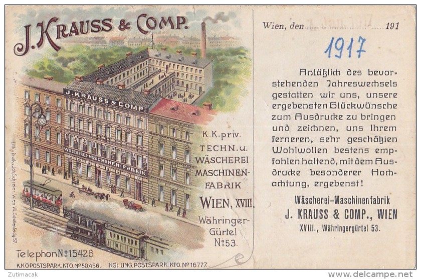 Wien XVIII - Wascherei Maschinenfabrik J.Krauss & Comp 1917 - Sonstige & Ohne Zuordnung