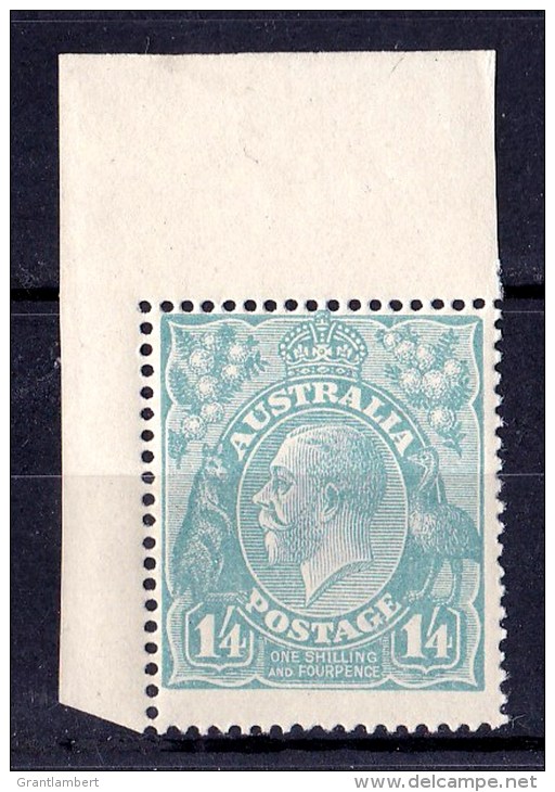 Australia 1920 King George V 1s4d Turquoise Single Crown Wmk  Corner MNH - Ungebraucht