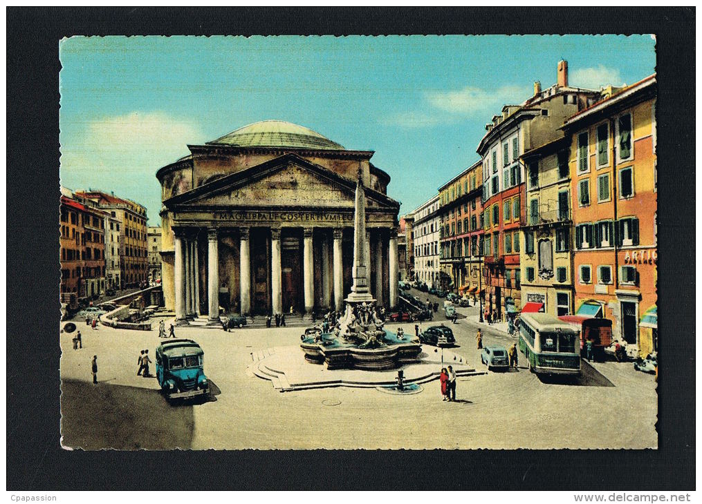 ROMA  - Il Pantheon -Autobus -Autos -Edit Cesare Capello Da Fotocolor Kodak Extrachrome-PAYPAL FREE - Panthéon