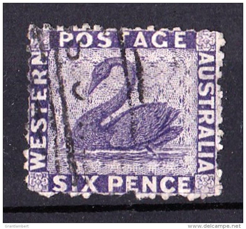 Western Australia 1865 Swan 6d Violet Wmk Crown CC Used P12.5   SG 57 - Oblitérés