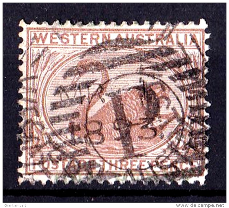 Western Australia 1873 Swan 3p Cinnamon Wmk Crown CC  Used P14  SG 63a - - - Oblitérés