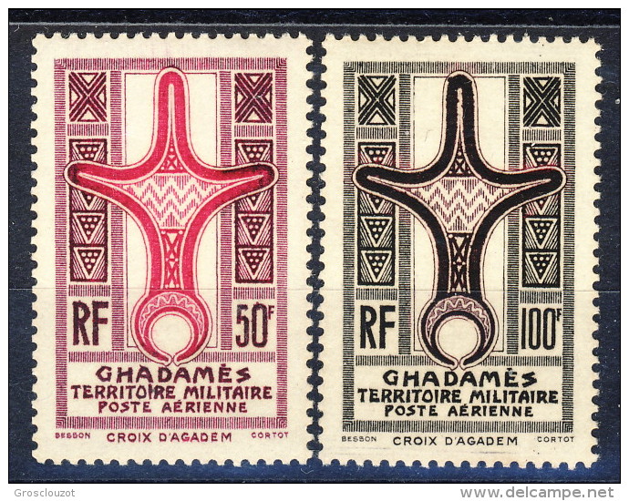 Ghadamès Posta Aerea 1949 Serie N. 1 - 2 Croix D'Agadès ** MNH Catalogo € 42 - Unused Stamps