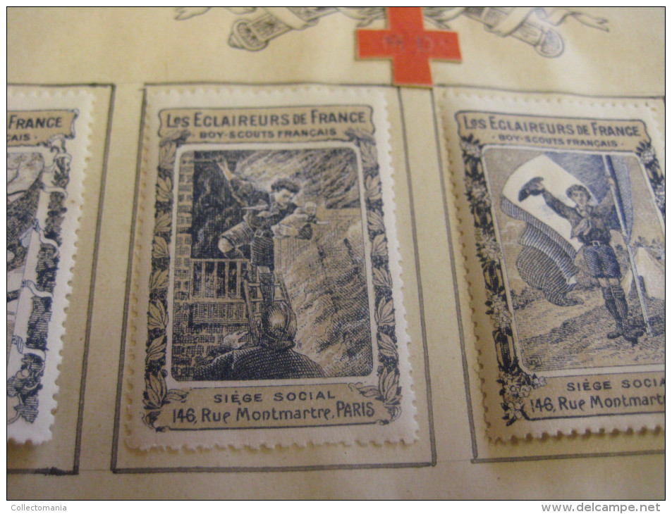 10 Timbres Scout Français - Eronifilie 1918 Approx. Grande Guère - Superbe , Rare, ECLAREURS DE FRANCE Padvinders - Erinnofilie