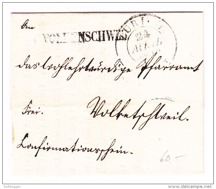 Heimat ZH VOLKENSCHWIL Balkenstempel Auf Brief  24.4.1840 - ...-1845 Préphilatélie