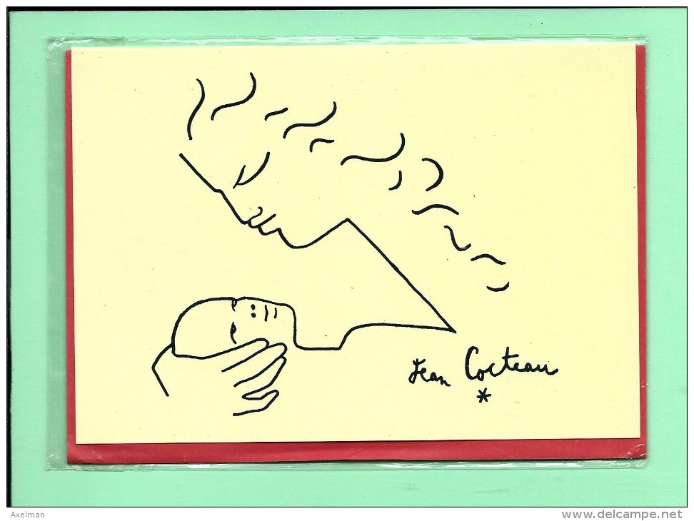 CPM, Jean COCTEAU " Tendresse "  Carte 2 Volets Avec Son Enveloppe ( Rouge ) Dans Pochette D'origine - Cocteau