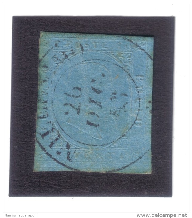 Sardegna 1851 20 Cent Azzurro  Gig.5 Cod.fra.661 - Sardegna