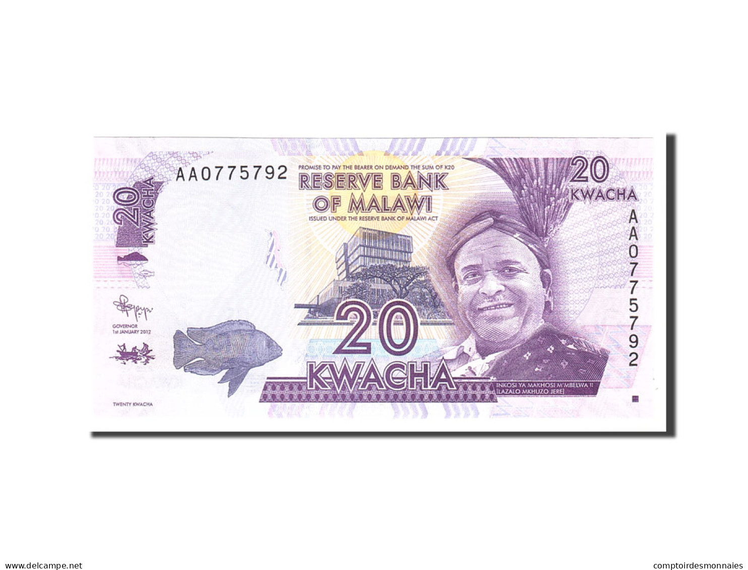 Billet, Malawi, 20 Kwacha, 2012, 2012-01-01, KM:57, NEUF - Malawi