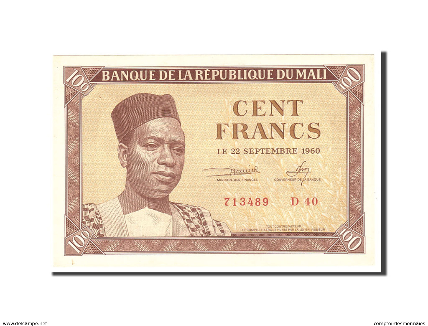 Billet, Mali, 100 Francs, 1960, 1960-09-22, KM:2, SUP - Mali