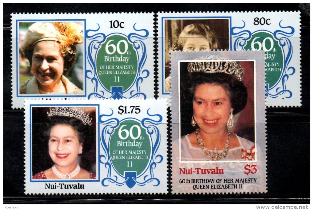 PB161 - NUI TUVALU , 60th Birthday QEII , La Serie  ***  MNH - Tuvalu