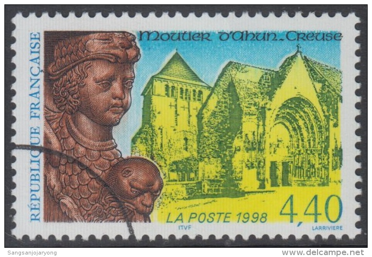 Specimen, France Sc2621 Architecture, Abbey Of Moutier D&rsquo;Ahun, Creuse, Abbaye - Abbayes & Monastères